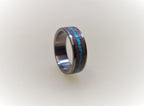 Titanium Wedding Band: Purple Heart Wood & Turquoise Inlay