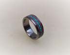 Titanium Wedding Band: Purple Heart Wood & Turquoise Inlay