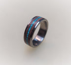 Titanium Wedding Band: Purple Heart Wood & Turquoise Inlay