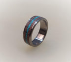 Titanium Wedding Band: Purple Heart Wood & Turquoise Inlay