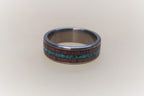 Titanium Wedding Band: Purple Heart Wood & Turquoise Inlay