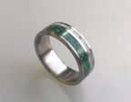 Titanium Wedding Ring: Green Malachite & Deer Antler Inlay