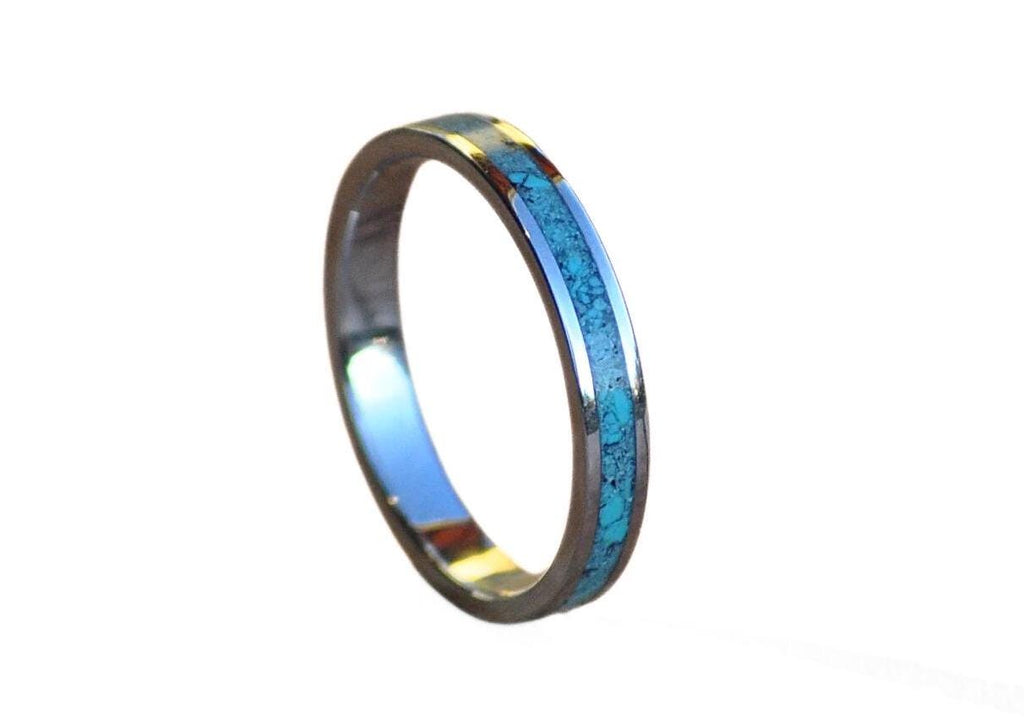 Handcrafted Stainless Steel Ring with Turquoise Inlay