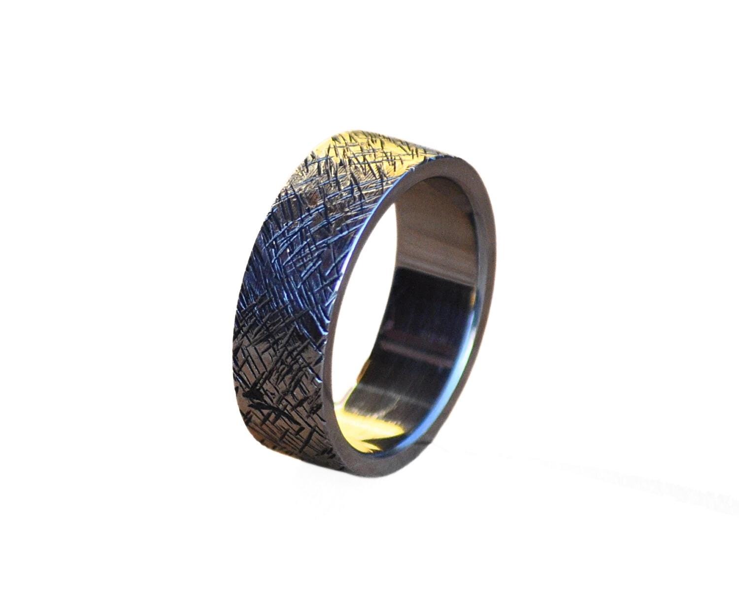 Handmade Hammered Stainless Steel Ring, Rustic Mens Wedding Band