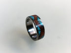 Titanium Ring: Cocobolo Wood & Turquoise Inlay Wedding Band