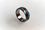Titanium Ring: Cocobolo Wood & Turquoise Inlay Wedding Band