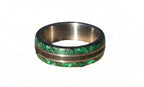 Titanium Wedding Band: Ebony Wood & Malachite Inlay