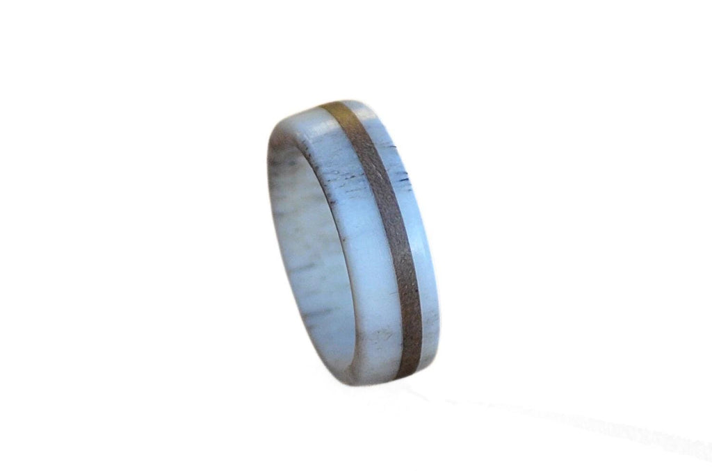 Deer Antler Ring with Walnut Wood Inlay, Men's or Women's Ring