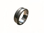 Handcrafted Damascus Wedding Ring with Pyrite - Mens Titanium Band
