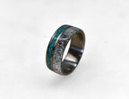 Titanium Wedding Band: Deer Antler & Turquoise Inlay, Mens Ring