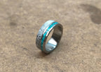 Titanium Wedding Band: Deer Antler & Turquoise Inlay, Mens Ring