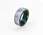 Customizable Titanium Ring: Deer Antler & Malachite Inlay
