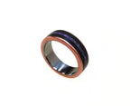 Unique Titanium Ring with Ebony Wood and Amethyst Inlay with Copper, Black Wood Band, Womens Ring, Mens Wedding Band, Engagement Ring
