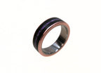 Unique Titanium Ring with Ebony Wood and Amethyst Inlay with Copper, Black Wood Band, Womens Ring, Mens Wedding Band, Engagement Ring