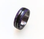 Custom Titanium Wedding Ring: Wenge Wood & Amethyst Inlay