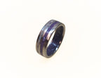 Titanium Wedding Band: Amethyst & Deer Antler Inlay, Unisex Promise Ring