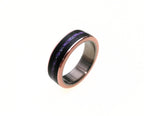 Unique Titanium Ring with Ebony Wood and Amethyst Inlay with Copper, Black Wood Band, Womens Ring, Mens Wedding Band, Engagement Ring