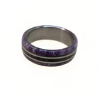 Custom Titanium Wedding Ring: Wenge Wood & Amethyst Inlay