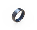 Brushed Titanium Ring: Lapis Lazuli Inlay, Handmade Band