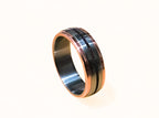 Titanium Ring with Mixed Stone Inlay: Garnet & Amethyst, Handmade Copper Accent