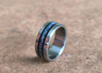 Titanium Ring: Ebony Wood & Lapis Lazuli Inlay - Handmade Wedding Band