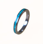 Handmade Titanium Ring with Turquoise Inlay - Women's Wedding Band