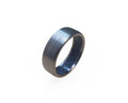 Brushed Titanium Ring: Lapis Lazuli Inlay, Handmade Band