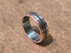 Titanium Ring with Mixed Stone Inlay: Garnet & Amethyst, Handmade Copper Accent
