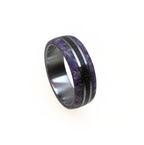 Custom Titanium Wedding Ring: Wenge Wood & Amethyst Inlay